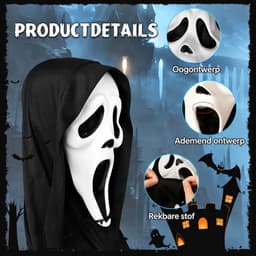 Halloweenmasker - Griezelig Schedelmasker van Natuurlijk Latex - Volledig Hoofdmasker - Voor Cosplay en Feest — thumbnail 3
