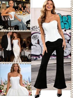 Sexy Corset Top Dames – Strapless Taille Trainer, Push-Up Bustier Crop Top, Off-Shoulder Top - Maat L — thumbnail 4