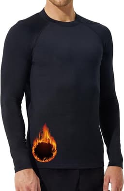 Thermoshirt voor heren, lange mouwen, fleecevoering, herfst en winter, warm bovenstuk, lange mouwen, voor voetbal, skiën, wintersport — thumbnail 1