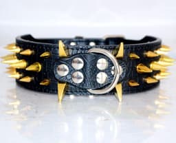Hondenhalsband met spikes en studs 5 cm breedte stijlvolle lederen hondenhalsbanden voor middelgrote en grote honden Pitbull, Labrador, Boxer Rottweiler Duitse Herder... (XL, Zwart-2) — thumbnail 4