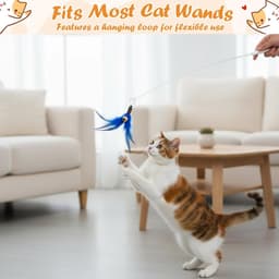 10 stuks kattenspeelgoed, veren met belletjes, interactief speelgoed voor katten, veerspeelgoed van natuurlijke veren, navulverpakkingen voor kattenspeelgoed voor beweging, interactief spel — thumbnail 5