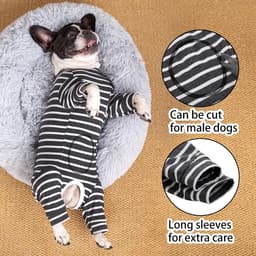 Herstelpak voor honden - bodysuit met lange mouwen na operatie, medisch huisdiershirt, onesie, ter bescherming van wonden, chirurgisch pak voor reu/vrouwelijke honden, puppypyjama voor kleine — thumbnail 2