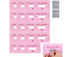 Liefdesbonnen Set - Romantische Vouchers - Relatie Verrijken - 20 Aanpasbare Scenario's - 15 x 12 cm - Roze