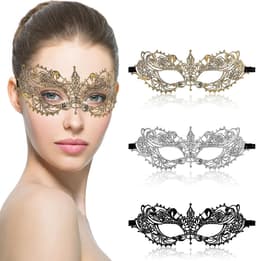 Elegante Venetiaanse Maskers voor Vrouwen - 3 Stuks voor Halloween en Feestjes, Perfecte Kostuumaccessoires voor Avond en Prom — thumbnail 1