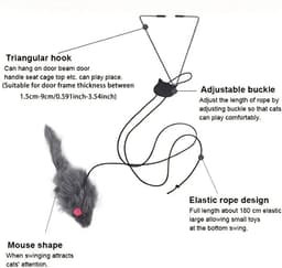 Kattenspeelgoed, interactief kattenspeelgoed, veerdeur, hangend kattenspeelgoed, muisspeelgoed, zelfspelend, intrekbare kattenplagerspeelgoed voor binnen, katten, kittens en verveelde katten — thumbnail 5