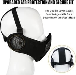 3 stuks tactisch airsoft masker, veiligheidsbril, baseball cap set, verstelbaar halfgelaatsmasker met gehoorbescherming, airsoft bril, oogbescherming, outdoor hoed voor airsoft/BB/CS spel — thumbnail 5