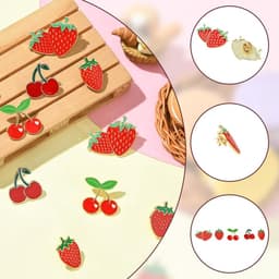 1 Doos 10 Stuks 5 Stijlen Aardbeien Emaille Pins Rode Kersen Broche Pin Bulk Metaallegering Zomer Fruit Aardbeien Kersen Reversspelden Rugemblemen Voor Rugzak Kledingtas Hoed Accessoires — thumbnail 5