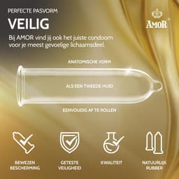 AMOR Premium condoom- en glijmiddelset - 100 condooms Strong 0.08 mm, Ø 53 mm + Vibratissimo Play Gel anal 250 ml — thumbnail 3