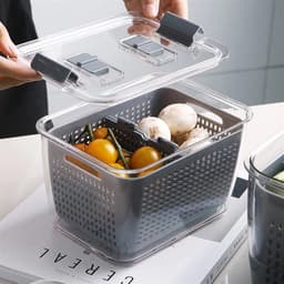 Plastic Opbergdoos Groenten Fruit Vers Houdendoos Koelkast Mesh Sieve Storage Organizer Mand Keukengereedschap Keukengereedschap (Color : 3PCS) — thumbnail 5