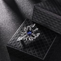 broche kristal dubbele draak revers pin mode kraag borstspeld vintage badge mantel pak rok klinknagels accessoires voor mannen tieners vrouwen, Mittel, Stras — thumbnail 2