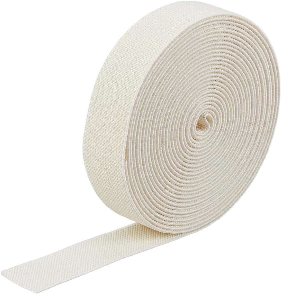 Elastische band keperstof brede elastische band 2,55 cm beige dubbelzijdige keperstof geweven elastieken band polyester garen elastieken band voor naaien broek rok — afbeelding 1