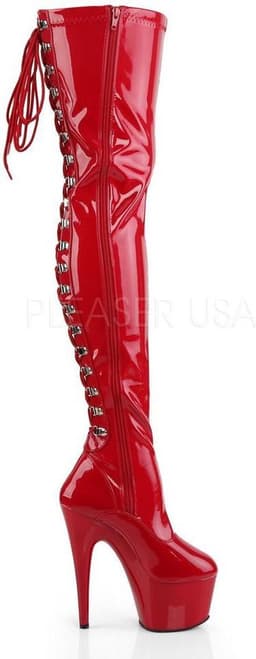 Pleaser - ADORE-3063 Plateau Overknee Laarzen - Paaldans schoenen - 42 Shoes - Rood — thumbnail 2