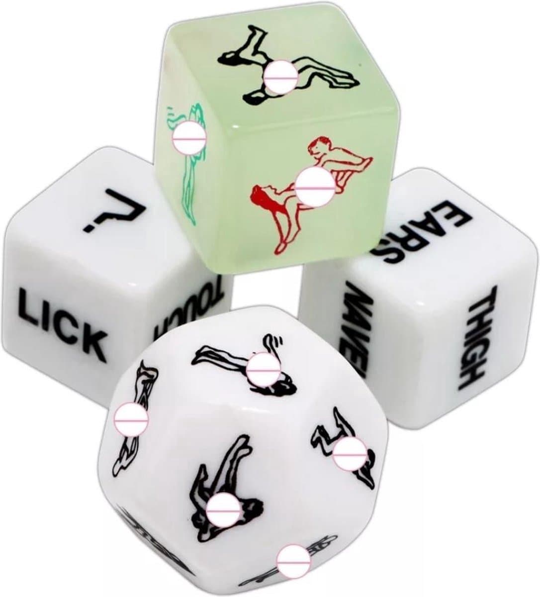 Finnacle - Glow in the Dark Erotische Dobbelstenen - Ontdek nieuwe standjes en heb eindeloos plezier met 4 stuks Fun Sex Dobbelstenen! — afbeelding 1