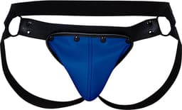 Cut4Men - Jock Snap - Jockstrap met Drukknoopjes - PU-Leder - Blauw/Zwart L/XL — thumbnail 3