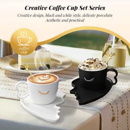 Koppels Mokken Set - Twee Mokken - Romantische Momenten - Exclusief Ontwerp - 200 ml - Wit — thumbnail 3