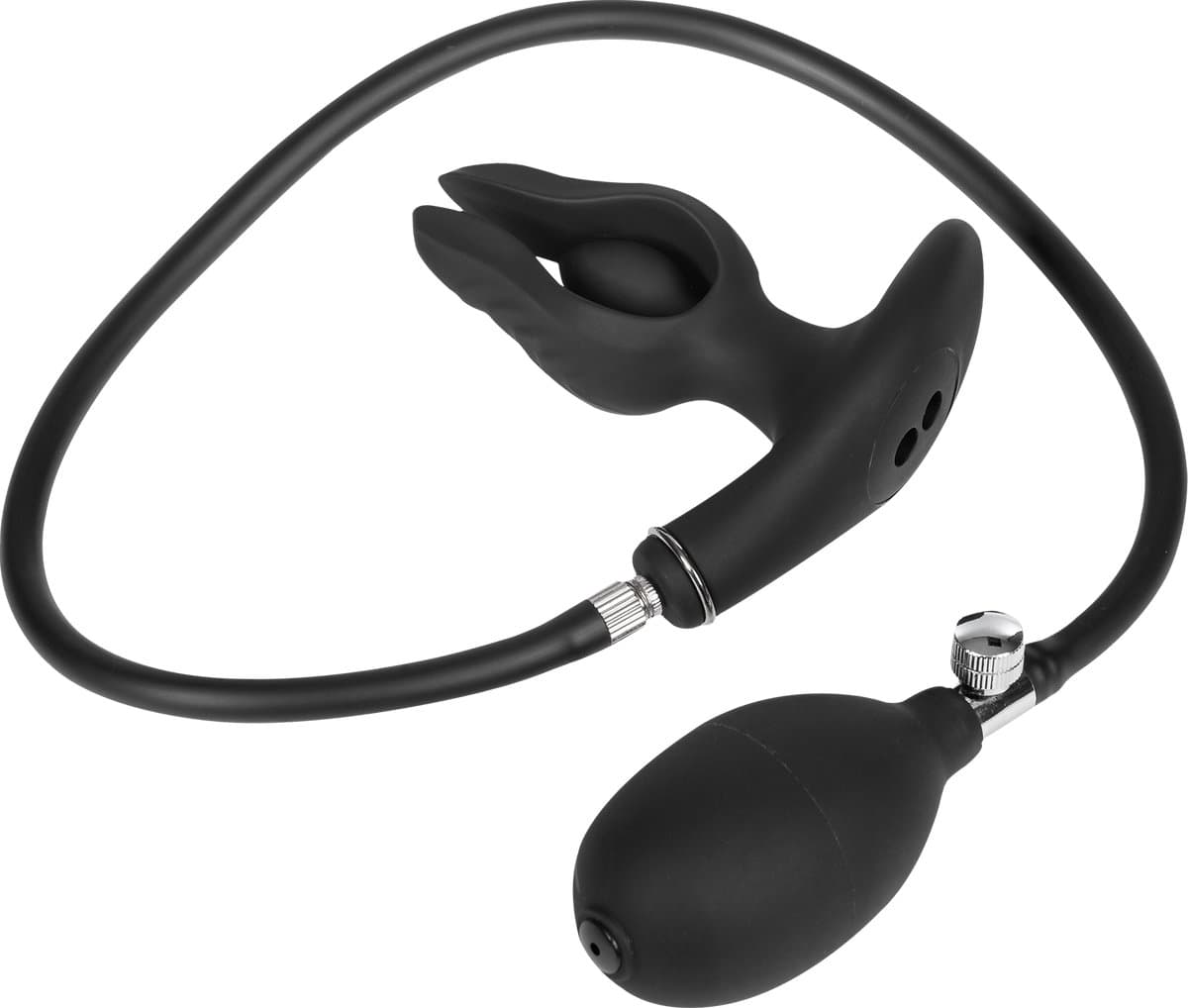 Rimba Electro Play - E-Stim Opblaasbare Anaal Plug - Bi-Polair - Zwart — afbeelding 1