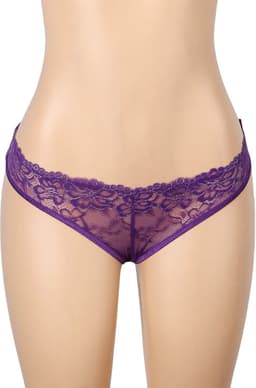Zeloria Kanten Slip met Open Kruis en Strikdetail – Paars – Dames Lingerie Slip met Bandjes – S — thumbnail 8