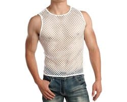 Transparante Mesh Tank Top voor Mannen - Sexy Mouwloze Sportshirt voor Ademend Comfort en Stijl