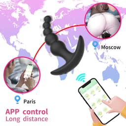 Daity 4 stuks siliconen anale kralen met 5 kralen – Draadloos en via app bestuurbaar – Vibrerende en oplaadbare anale plug – Waterdicht prostaatstimulerend seksspeeltje voor mannen, vrouwen en koppels – Zwart — thumbnail 5