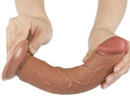 LoveToy - Sliding Skin Dildo 20 cm (Ø 3,8 cm) - Bruin — thumbnail 5