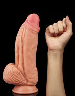 Lovetoy Realistische XXL Dildo met balzak en zuignap 24.5 cm - beige — thumbnail 5