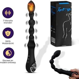 TipsToys® Prostaat Vibrator - Prostaat Stimulator met Anal Beads - 7 Vibrerende Standen - 2.7⌀ Anale Buttplug Massager - Prostate Sex Toys voor Mannen, Vrouwen en Koppels - Waterdicht, Vibrerend & Oplaadbaar - Siliconen - Zwart — thumbnail 1