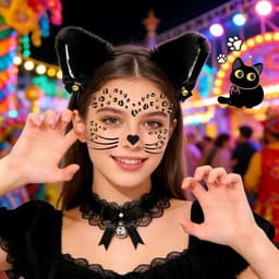 Cattenoren Set Dames met Halsband en Tattoeage voor Carnaval en Cosplay — thumbnail 3