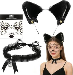 Cattenoren Set Dames met Halsband en Tattoeage voor Carnaval en Cosplay — thumbnail 1