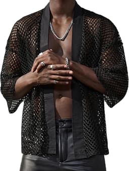 Doorzichtig Mesh Shirt met Lange Mouwen voor Heren - Sexy Clubwear — thumbnail 1