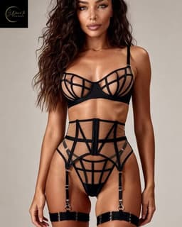 Luxe Lingerieset Dames – Lingerie Erotisch – Sexy Lingerie – 4-delige set – Zwart Kant – Lingerie Setje – Verleidelijke BH met Jarretels & Hoge Taille String – Sexy Lingerie – Chique – Luxe –Boudoir Look – Kinky – Erotisch – Maat XS/S, M, L — thumbnail 10