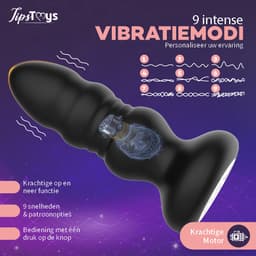 TipsToys® Vibrerende Buttplug - 2 in 1 Stotende Functie LED-Verlichting en Afstandsbediening - Anaal Seksspeeltjes voor Mannen - Sextoy met Trust functie — thumbnail 2