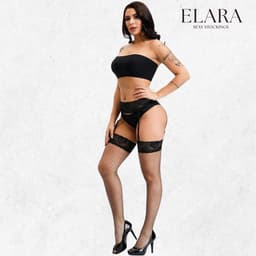 Elara Celestia – Sexy Jarretel Gordel met Kousen – 2-Delige Lingerieset – Verleidelijke Netkousen met Kant – S t/m XL – Dames Lingerie — thumbnail 3