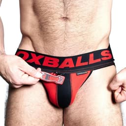 Oxjok Fisterjock - 3D Rubber Fist Jockstrap - Zwart/Rood XL — thumbnail 5