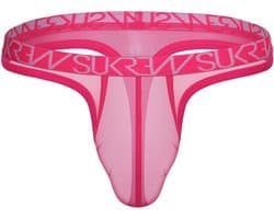 SUKREW Sheer Low-rise Thong Elect Pink - MAAT L - Erotisch Heren Ondergoed - String voor Man - Sexy mannen String