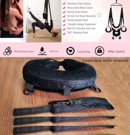 Sex Schommel - Sex Swing Extra Stevig – Seksschommel Met Extra Brede Kussens – Seksspeeltjes voor Koppel – Seks Schommel BDSM – Erotiek Toys - Sex Sling – Love Swing – Discreet Verpakt – Zwart — thumbnail 4