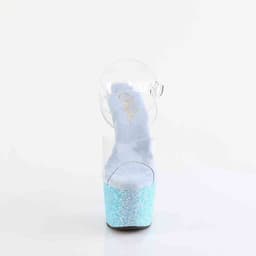 Pleaser - ADORE708LG Sandaal met enkelband, Paaldans schoenen - US 9 - 39 Shoes - Blauw/Transparant — thumbnail 4