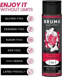 BRUMA - PREMIUM MASSAGE HOT OIL STRAWBERRY 3 IN 1 - 100 ML | EROTIC MASSAGE | INTENSE SEXUAL PERFORMANCE — thumbnail 1