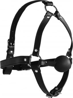 Hoofdharnas met Solid Ball Gag - Zwart — thumbnail 4