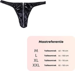 Heren Slip met Rits - Latex Look - String Zwart - Sexy Design - Mannen String - Ondergoed Maat XXL — thumbnail 3