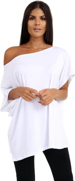 Dames Off-Shoulder Vleermuis T-shirt - Oversized Bardot Top — thumbnail 7