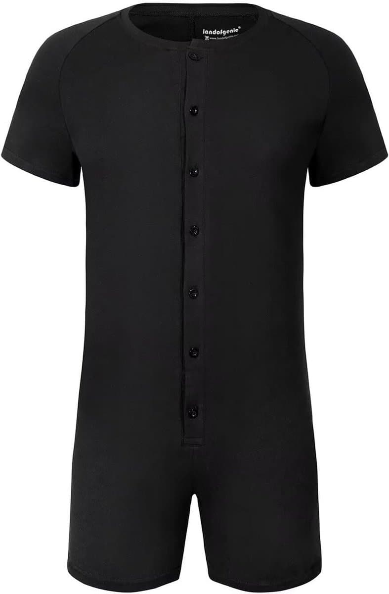 Korte Pyjama Leotard Top voor Mannen - Comfortabele Katoenen Bodysuit en Romper — afbeelding 1