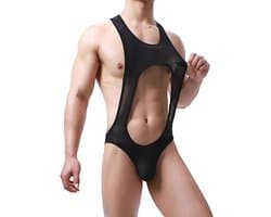 Heren Ronde Hals Jockstrap Bodysuit Sexy Uitgesneden Jumpsuit