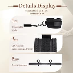 Oneay BDSM Spreidstang met Hand- en Enkelboeien – Afneembare en Verstelbare Bondage Stang – Voor SM-Spelletjes, Stellen en Volwassenen – 63 cm — thumbnail 6