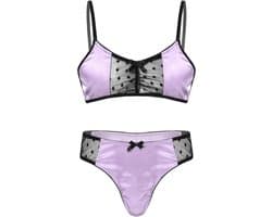 Heren Lingerie Set Satijn BH en Sissy Panties Nachtkleding ondergoed M-3XL