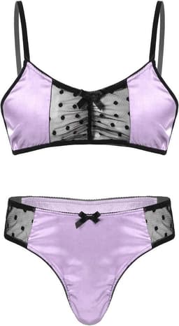 Heren Lingerie Set Satijn BH en Sissy Panties Nachtkleding ondergoed M-3XL — thumbnail 1