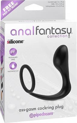 Anal Fantasy AssGasm Cockring en Buttplug - Zwart — thumbnail 3