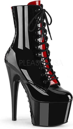 Pleaser - ADORE1020FH Plateau Laarzen, Paaldans schoenen - Paaldans schoenen - 42 Shoes - Zwart/Rood — thumbnail 6