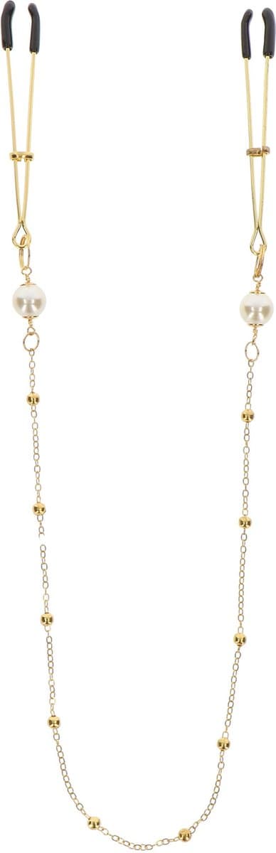 Taboom - Tweezers Pearl & Deluxe Chain - Bondage / SM Nipple clamps Goud — afbeelding 1