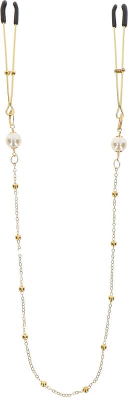 Taboom - Tweezers Pearl & Deluxe Chain - Bondage / SM Nipple clamps Goud — thumbnail 1