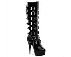 Pleaser - DELIGHT-2049 Kniehoge laarzen - US 10 - 40 Shoes - Zwart